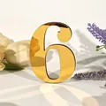 Gouden spiegel acryl nummer 6 decoratief bord voor thuis of evenementen - Nummer 6 / 5mm + 1mm (Met plakstippen) / Goud