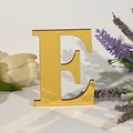 Gele spiegel acryl letter E voor gepersonaliseerde muurdecoratie en DIY-knutselwerkjes - Letter E / 5mm Houten Plank + 1mm Acryl / Goud