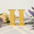 Gele spiegel acryl decoratieve letter H voor wanddecoratie en gepersonaliseerde bureau-item - Letter H / 5mm Houten Plank + 1mm Acryl / Goud