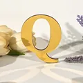 Geel spiegel acryl letter Q decoratief ornament voor moderne huis muur kunst decoratie - Letter Q / 5mm Houten Plank + 1mm Acryl / Goud