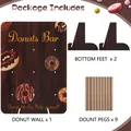 Expositor de pared para donuts de madera con 9 clavijas y 2 pies de soporte - Madera Oscura Marrón (250164) / Soporte de Exhibición de 9 Agujeros / Marrón