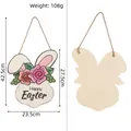 Wooden Easter bunny door hanger with floral decor, 23.5x27.5cm dimensions - Rose Bunny Style (A)