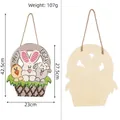 Wooden Easter bunny and chick basket hanging sign door plaque decoration with dimensions - Basket Animals Style (B)