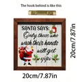 Wooden Santa Claus Christmas decorative frame with wash hands message 20cm size - Festive Clean (DF20*20*1cm)