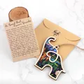 Splendido ornamento di amicizia con elefante in legno, biglietto e busta in kraft - Stile Amicizia B con Busta / Buste incluse