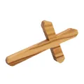 Handcrafted natural olive wood cross pendant necklace featuring unique wooden grains - DF Simple Packaging