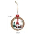 Décoration de Noël ronde en bois avec un motif de gnome festif, 11cm x 9,6cm - Style Boule de Noël Ronde / 11cmx9.6cm