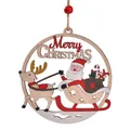 Adorno navideño de madera festivo con diseño de Papá Noel en trineo y un reno - Papá Noel en Trineo / 11 x 10 x 0,5 cm