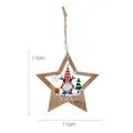 Décoration de Noël en bois en forme d'étoile avec gnome et dimensions 11cm - Étoile à cinq branches / 11cm x 11cm