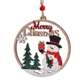 Adorno navideño de madera para colgar con diseño calado de muñeco de nieve y pino - Estilo Muñeco de Nieve Con Regalo / 11 x 10 x 0,5 cm
