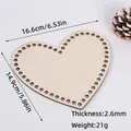 Heart-shaped wooden knitting bag base with dimension markings for DIY crochet crafts - Heart / 2.6mm Thickness