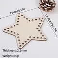 Creative star-shaped hollow wooden crochet base for DIY bag, 15cm x 14.3cm size - 15cm Star / 2.6mm Thickness