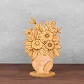 Ξύλινη διακόσμηση ανθοδέσμης με χάραξη 'Best Mom Ever', δώρο για την Ημέρα της Μητέρας - Ανθισμένη Μπουκέτο Διακοσμητικό Δώρου (J)