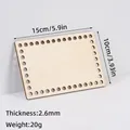 Rectangular natural wood crochet bag base with pre-drilled holes 15x10cm for DIY crafts - 15x10cm Rectangle / 2.6mm Thickness