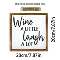 Ξύλινη vintage διακοσμητική πλάκα 'Wine A LITTLE laugh A LOT', μέγεθος 20x20cm - Λίγο Κρασί / 20x20cm