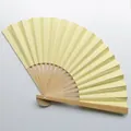 Elegant 9-inch yellow candy-colored bamboo folding fan for wedding party decoration - Light Yellow