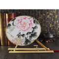 Exquisito soporte de madera tradicional para abanicos y decoración de escritorio hogar - Estilo 3 Oblongo Soporte Abanico Redondo