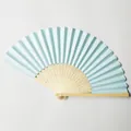 Premium light blue blank folding paper fan with bamboo frame for DIY wedding favor - Size 3 / Light Blue