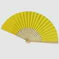 Vibrant yellow folding paper fan with decorative bamboo ribs for DIY wedding crafts - Lemon Yellow