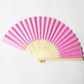 Elegant pink paper folding fan with decorative light bamboo ribs for wedding gifts - Rose Red