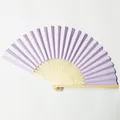Detailed top view of a purple folding paper fan with natural bamboo ribs for DIY crafts. - Light Purple