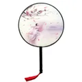 Traditional Chinese round silk fan with classical plum blossom and lady painting detail - Falling Petals Apsara / 20cm
