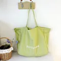 Large capacity minimalist green canvas tote bag for students and daily commuting - Fruit Green