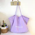 Large capacity lavender purple tote bag with minimalist Ballguan text design - Purple