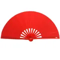 Detailed view of the vibrant red Tai Chi Kung Fu folding fan for martial arts - Red Bone Red Face