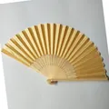 Elegant golden silk folding fan with intricately carved natural bamboo ribs for summer - Golden Yellow (No.18)