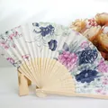 Elegant 21cm Japanese folding fan with purple floral pattern and bamboo ribs - Style 12 Ink Wash