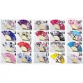 Collection of Japanese style floral silk folding fans with bamboo frames - Random / Multicolor