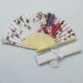 Floral Japanese folding fan with cherry blossom print and elegant white hollow gift box - White Cherry Blossom (IFANS) / White Gift Box Set