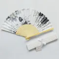 Elegant Japanese style folding fan with floral print and hollow gift box. - Grey Black Floral (IFANS) / White Gift Box Set