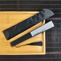 Éventail pliant traditionnel japonais Zen de 6 pouces avec pompon noir et sa pochette - Pochette en Soie (IFAN)