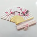 Japanese folding fan with cherry blossom pattern and elegant hollowed pink gift box - Plum Blossom Pink Fan (IFANS) / Pink (Gift Box)