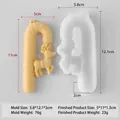 Christmas candy cane with reindeer silicone mold for DIY handmade candle and soap crafts - Reindeer Candy Cane (J-5756-1) / 5.8x12.1x2cm