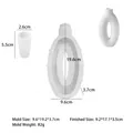Technical specifications and dimensions for DIY oval donut-shaped flower vase silicone mold - Small Oval Vase (J-540b)
