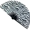 Faltfächer aus Bambus mit Zebra-Muster, 33 cm, für Tanz und Kampfsport, Schwarz-Weiß - Schwarzer Bambus Zebra