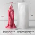 Detailed Halloween witch with skull candle silicone mold showing mold and finished sizes - Witch Mold (J-5687)