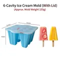 6-cavity light blue silicone popsicle mold with lid, 15.3x14.2cm DIY ice cream tool - 6 Cavity with Lid / Blue