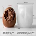 Detailed 3D hatching dinosaur egg silicone mold for DIY aroma candles and resin crafts - Dinosaur Egg Mold J-5641 / White