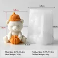 Silicone bear candle mold with pumpkin hat, showing mold dimensions and weight. - Pumpkin Bear Mold J-5679