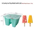 6-cavity silicone popsicle mold with lid and clear dimension labels - 6 Cavity with Lid / Green