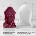 DIY Halloween tombstone silicone mold with skull details for resin and candle making - Tombstone Mold J-5671