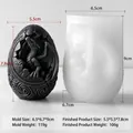 Large detailed 3D hatching dragon egg silicone mold for DIY aromatic candle and plaster crafts - Dinosaur Egg Mold J-5643 / White