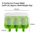 Space-themed green silicone 3-cavity popsicle mold with lid and precise dimensions - Astronaut Alien / 3-Cavity With Lid / Green