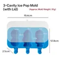 Blue space-themed silicone popsicle mold with astronaut shapes and transparent lid - Astronaut Alien / 3-Cavity With Lid / Blue
