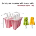 6-cavity pink silicone popsicle mold including reusable sticks with dimension markers - 6-Cavity with Handle Style / Pink