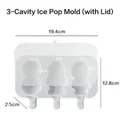 3-Cavity Space Astronaut Silicone Popsicle Mold with Lid for DIY Homemade Ice Cream - Astronaut Alien / 3-Cavity With Lid / White